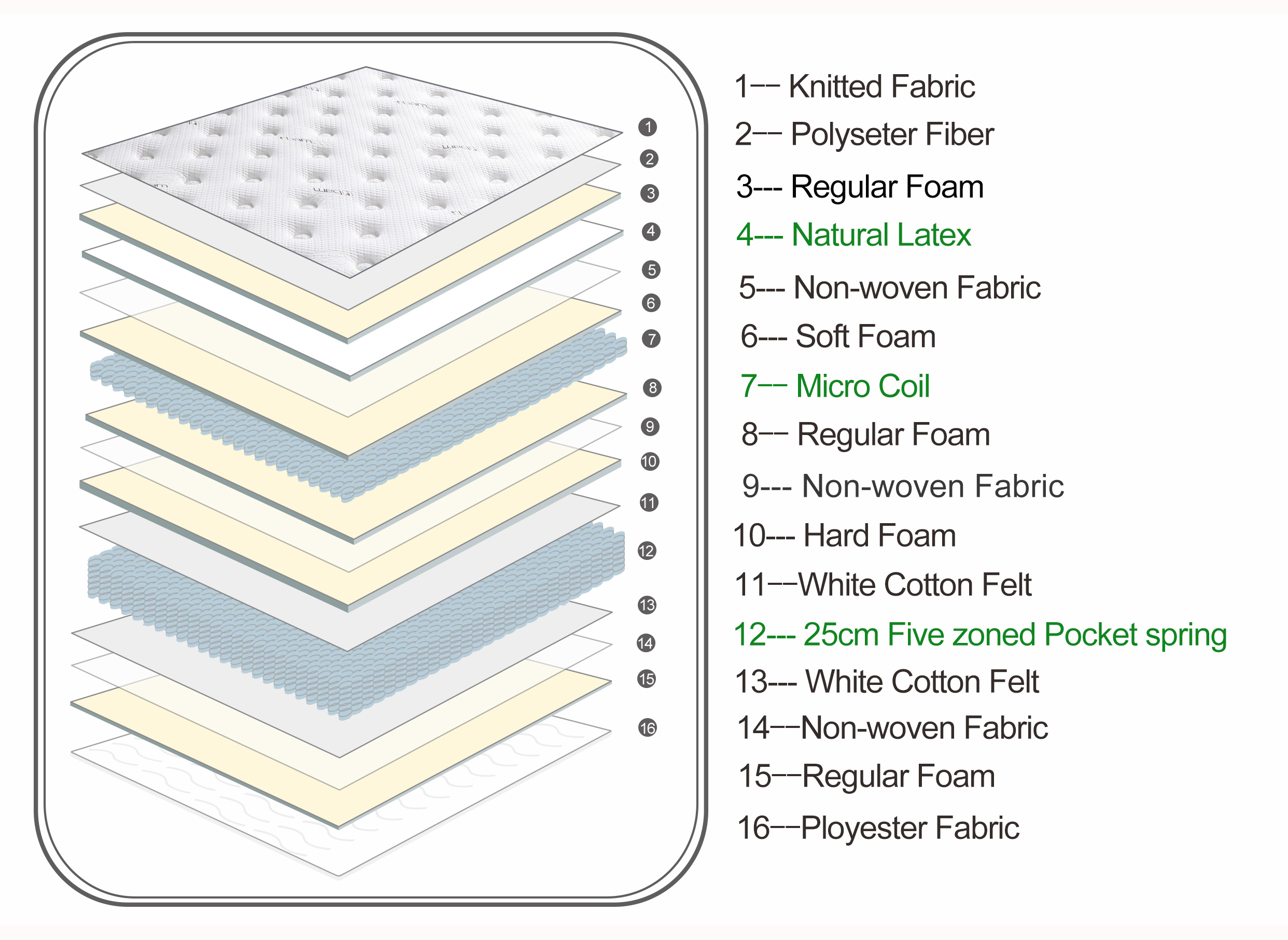 Ergonomic Latex Soft Micro Coil Hybrid Mattress